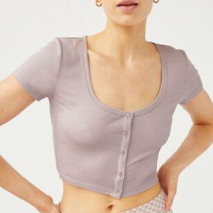 Aritzia Sunday Best crop button Henley tee tshirt